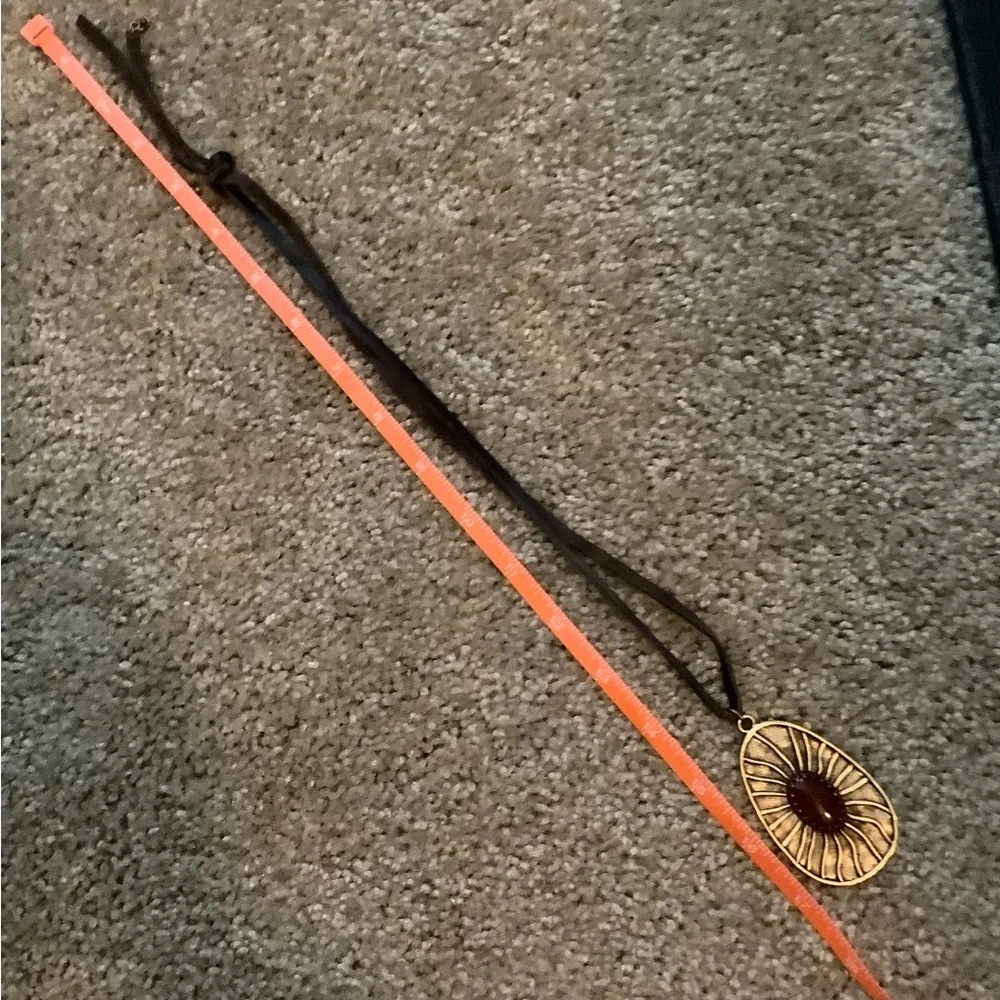 Like New Lucky Brand Gold w/ Rust Stone Set: Necklace, Earrings & Bracelet - Picture 6 of 8